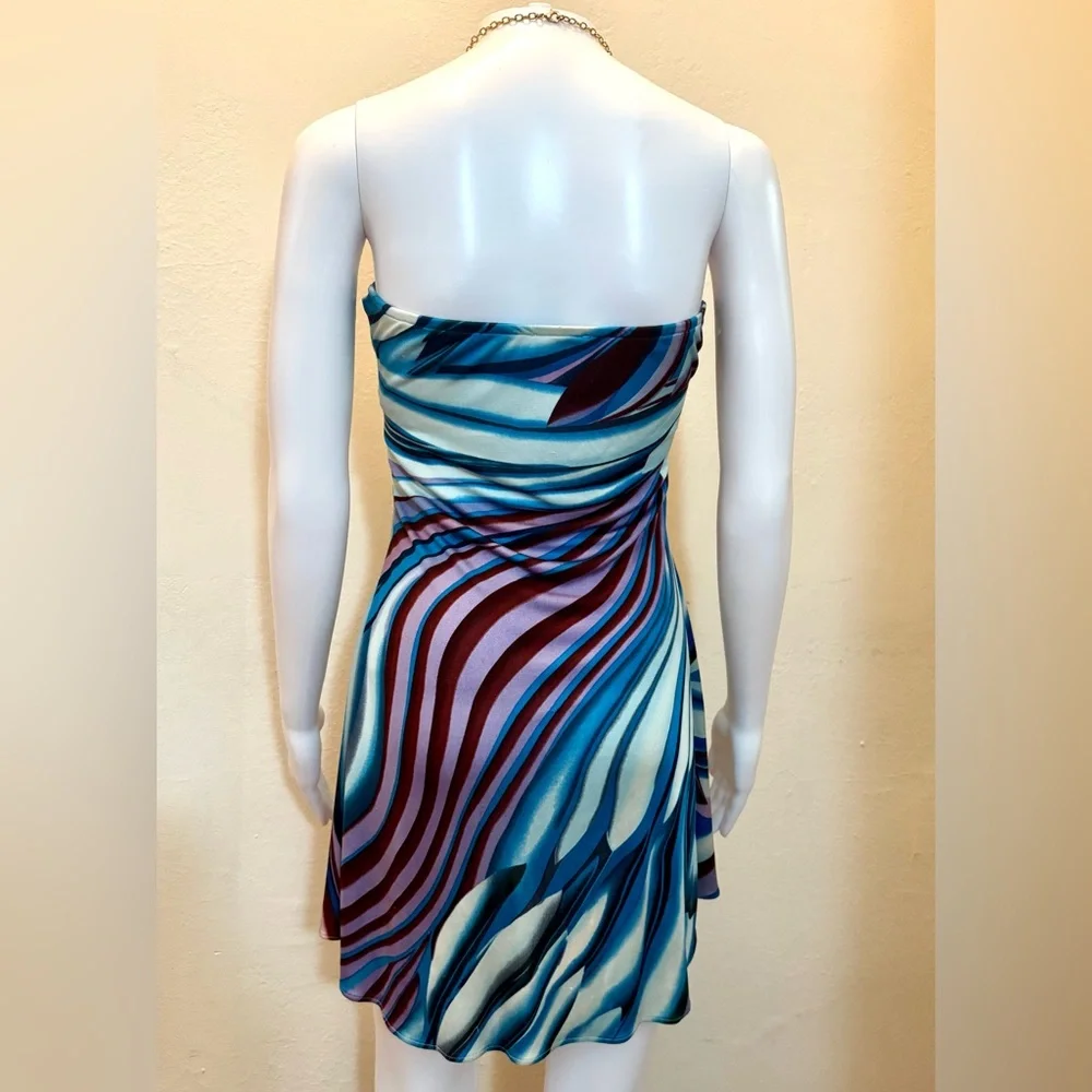 SKY Statement Necklace Swirl Print Strapless Mini Dress - Size Small - Picture 9 of 12